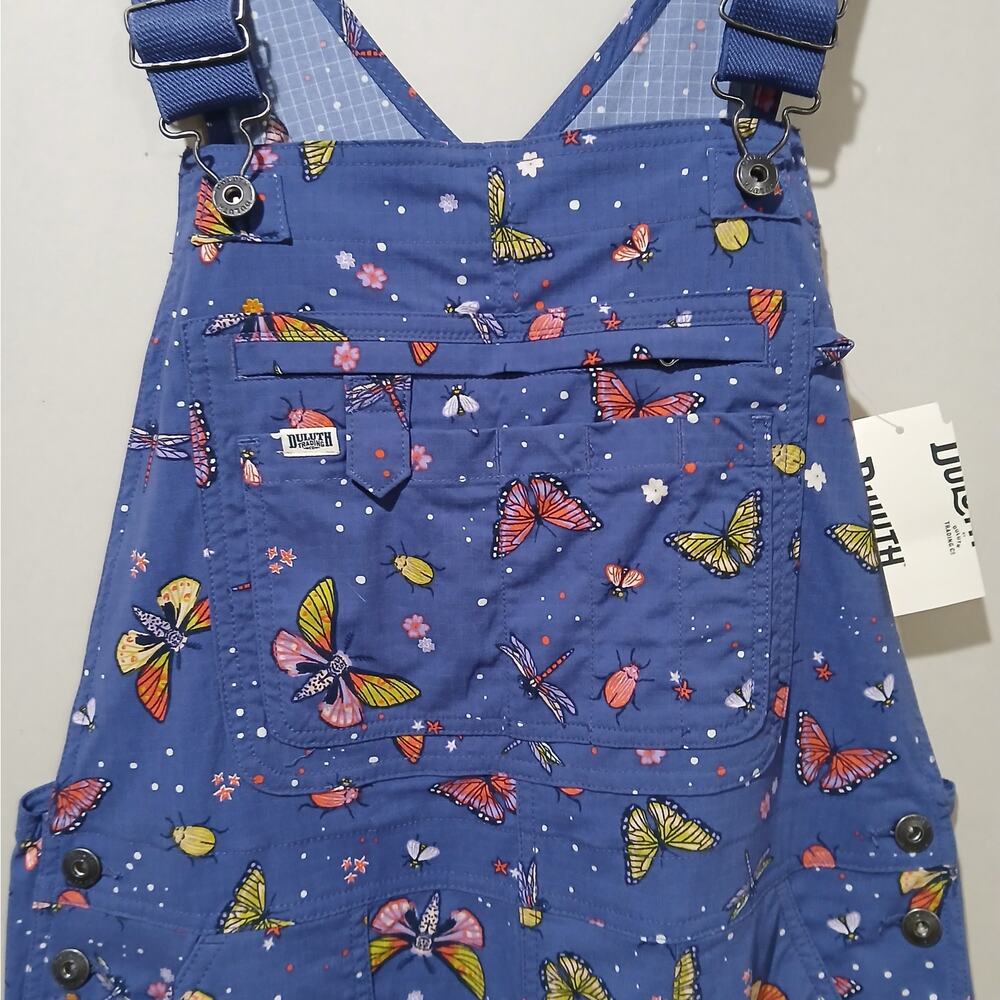 DULUTH TRADING Heirloom Gardening Bib Overalls Small 31 NWT Backyard Bugs - Picture 4 of 16